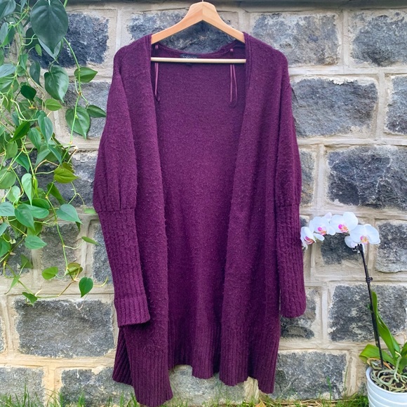 Topshop Sweaters - Topshop Long Fall Cardigan in Plum